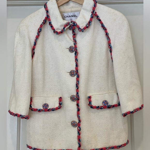 CHANEL Jackets & Blazers - Vintage Chanel Jacket 42 with pink and blue trim
